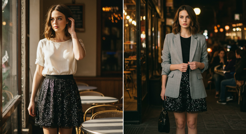 Shine On Glitter Sequins and Sparkle in Every Shade How to Wear Sequins Day to Night