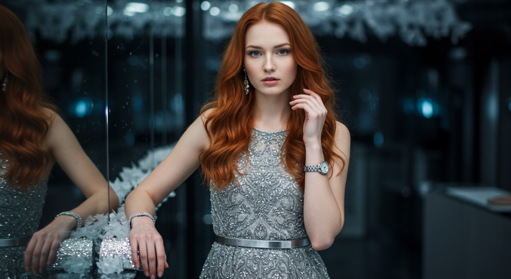 Traditional Russian Fashion Colors Shimmer of Silver