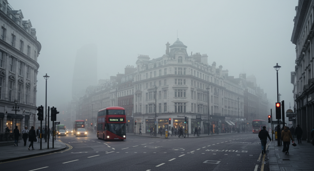 United Kingdom Hues Foggy Streets and City Life