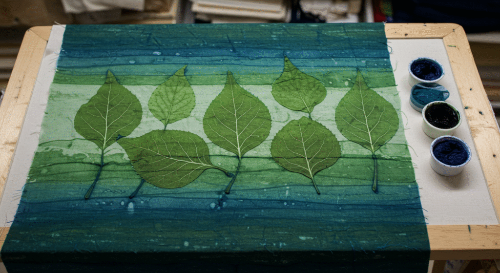 Japan’s Palette of Tradition Verdant Green Kimono & Fabrics