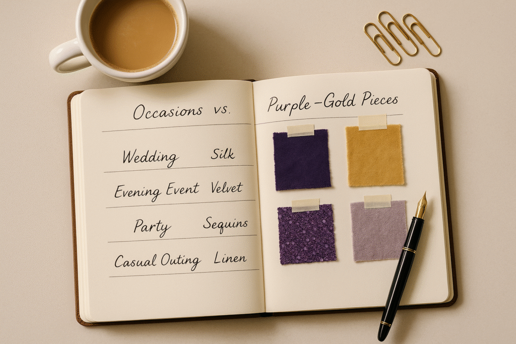 Regal Radiance How to Wear Purple and Gold Summary Table