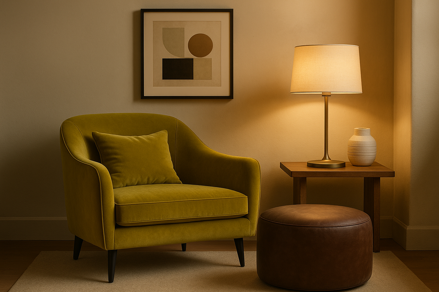 Chartreuse and chocolate brown interior design inspiration