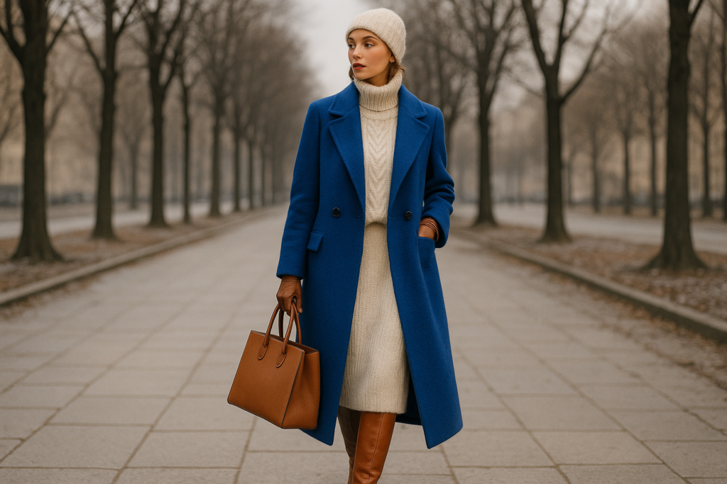 cobalt cognac winter coat
