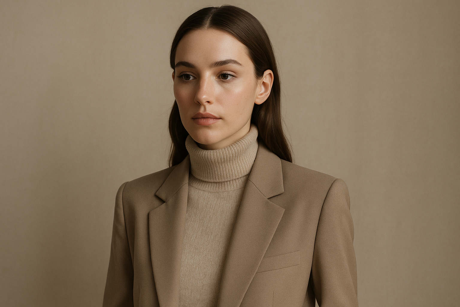 Woman wearing elegant outfit in new neutral tones