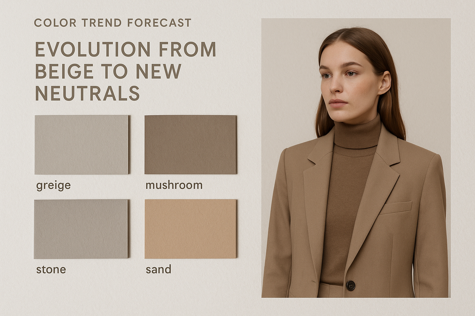 Color trend forecast showing evolution from beige to new neutrals
