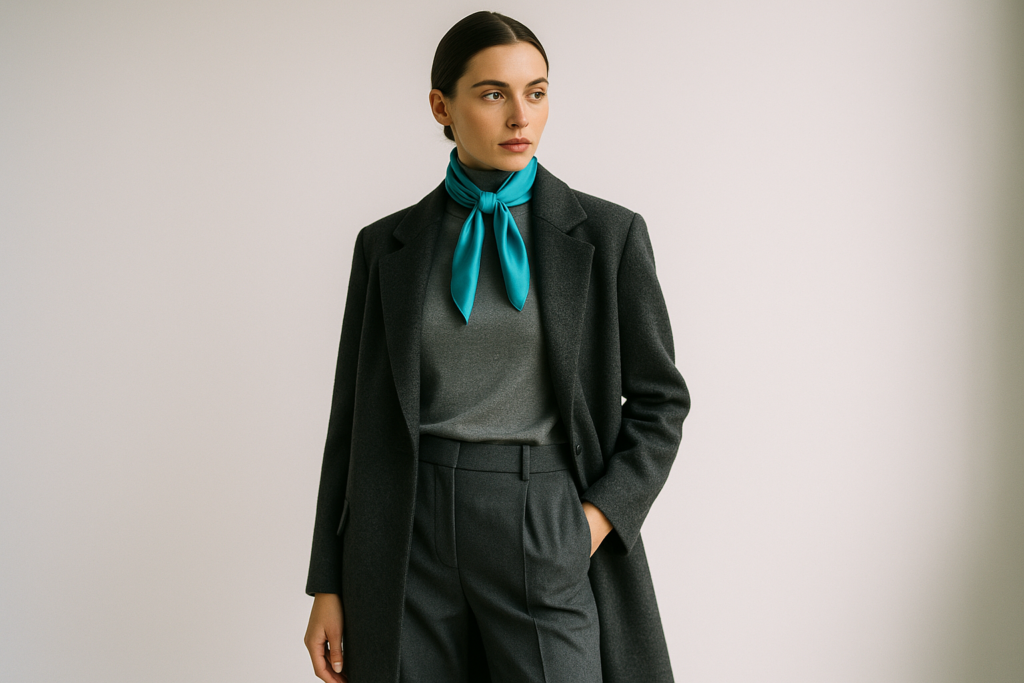 one accessory gray turquoise scarf