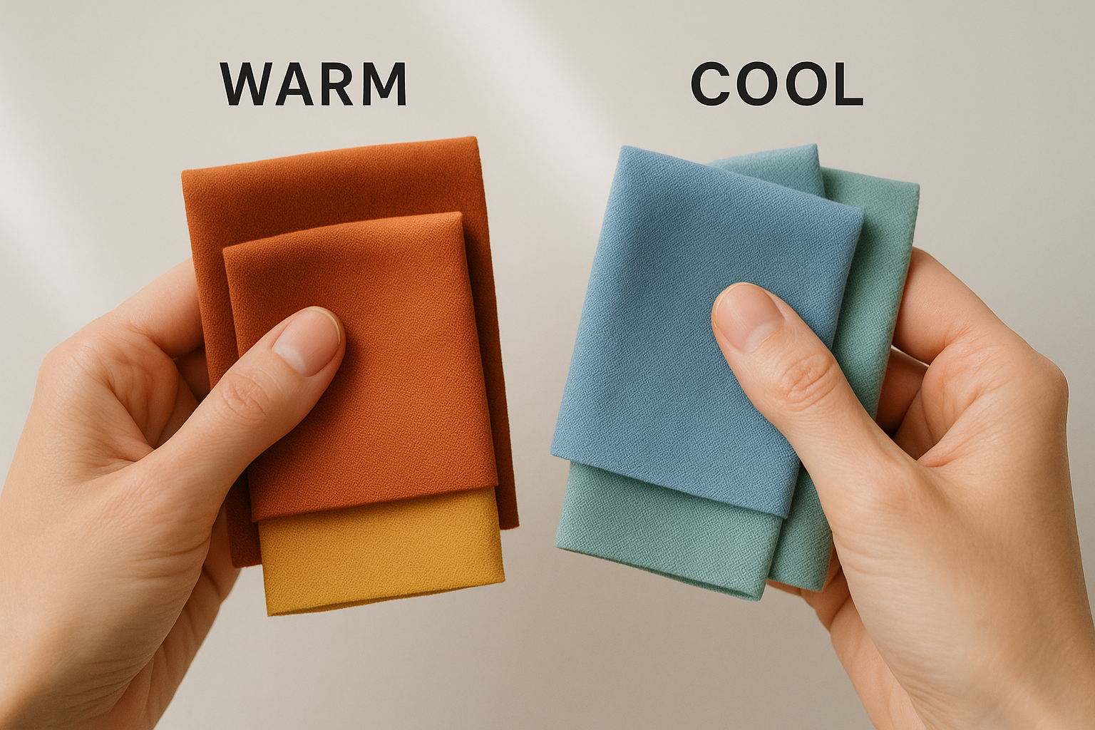 Fabric swatches comparing undertones for color matching